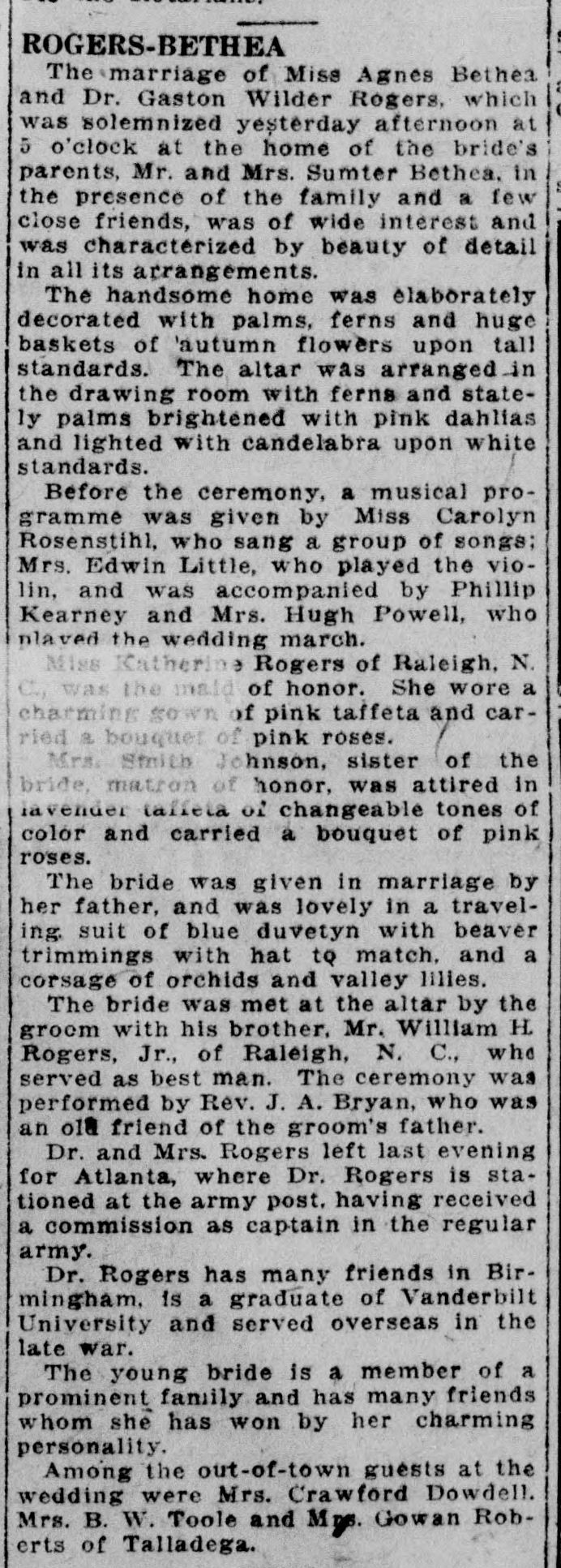 Agnes Bethea-Dr. Gaston Wilder Rogers